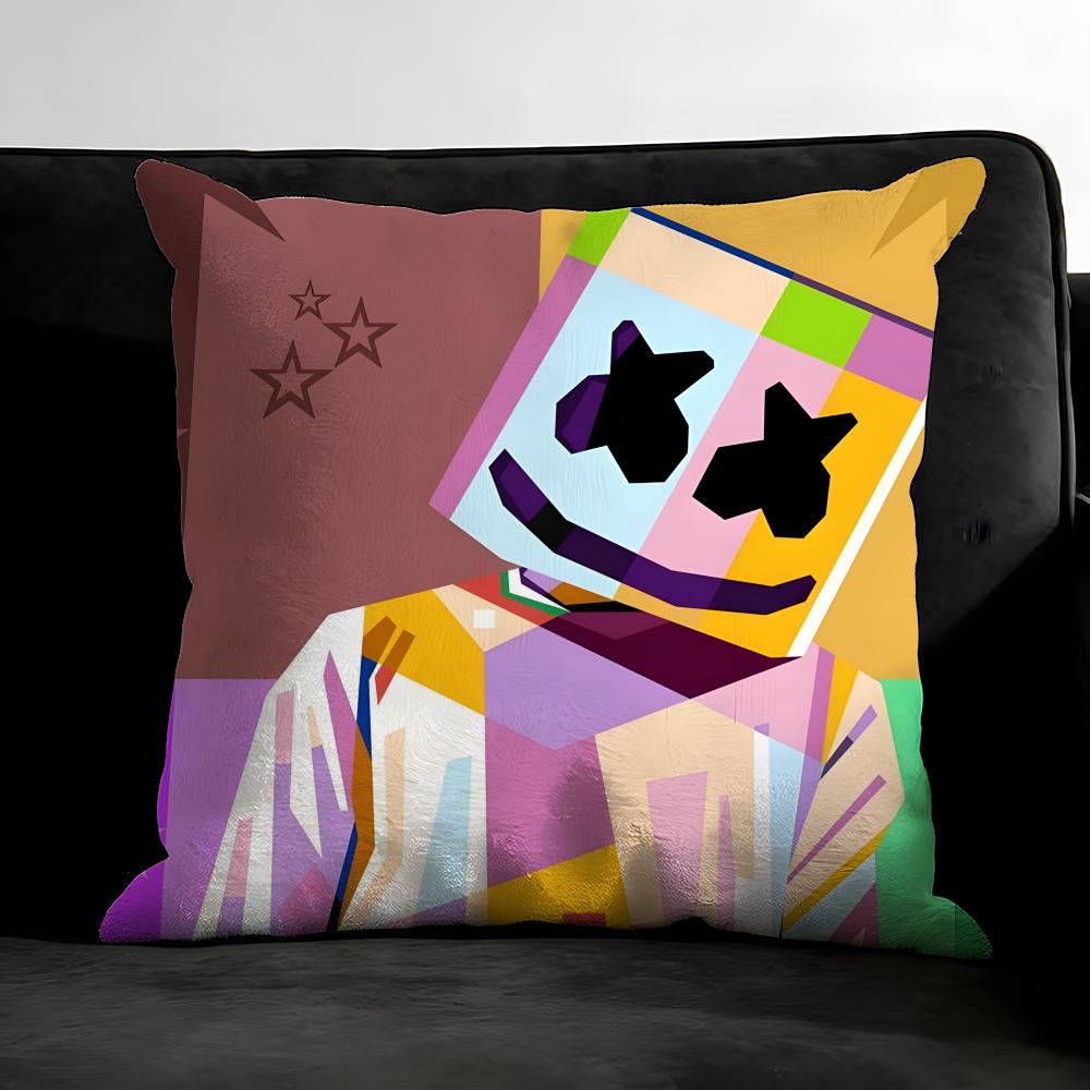 M-Marshmello Music Producer Cushion Cover Pillowcase Ultra Soft Skin Friendly Fabric Cloud Like Comfort & Concealed Zipper