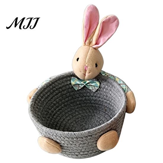 Weicher Stoff-Aufbewahrungsbehälter Schreibtischkorb, Cartoon Plüschbär und Kaninchen Seil Mini für Lippenstiftform, Gewebter Organizer Kleinteile Schmuck