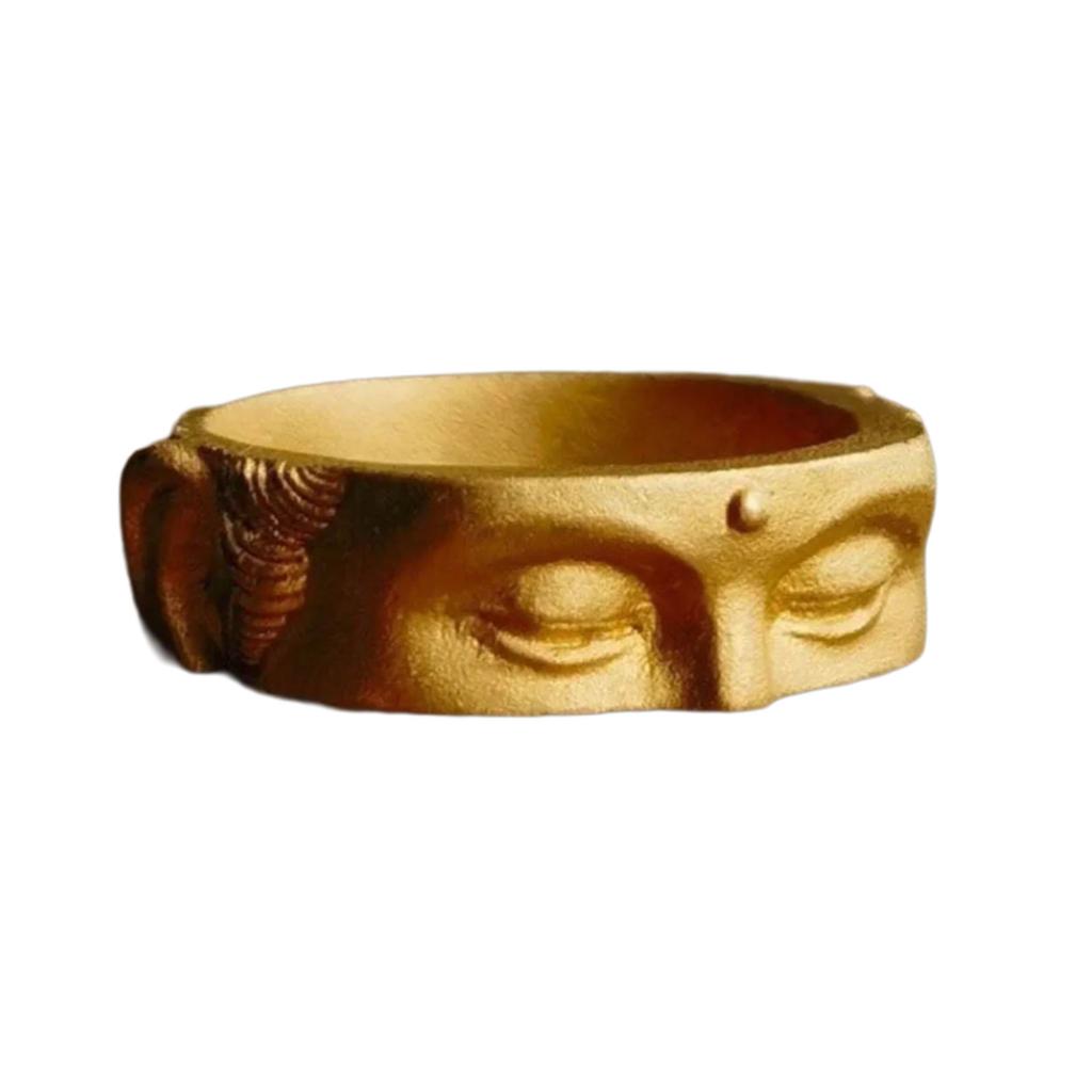 Finger Rings Adjustable Open Rings Buddhas Half Face Rings Accessory Handcrafted Buddhist Jewelry for Women Girl