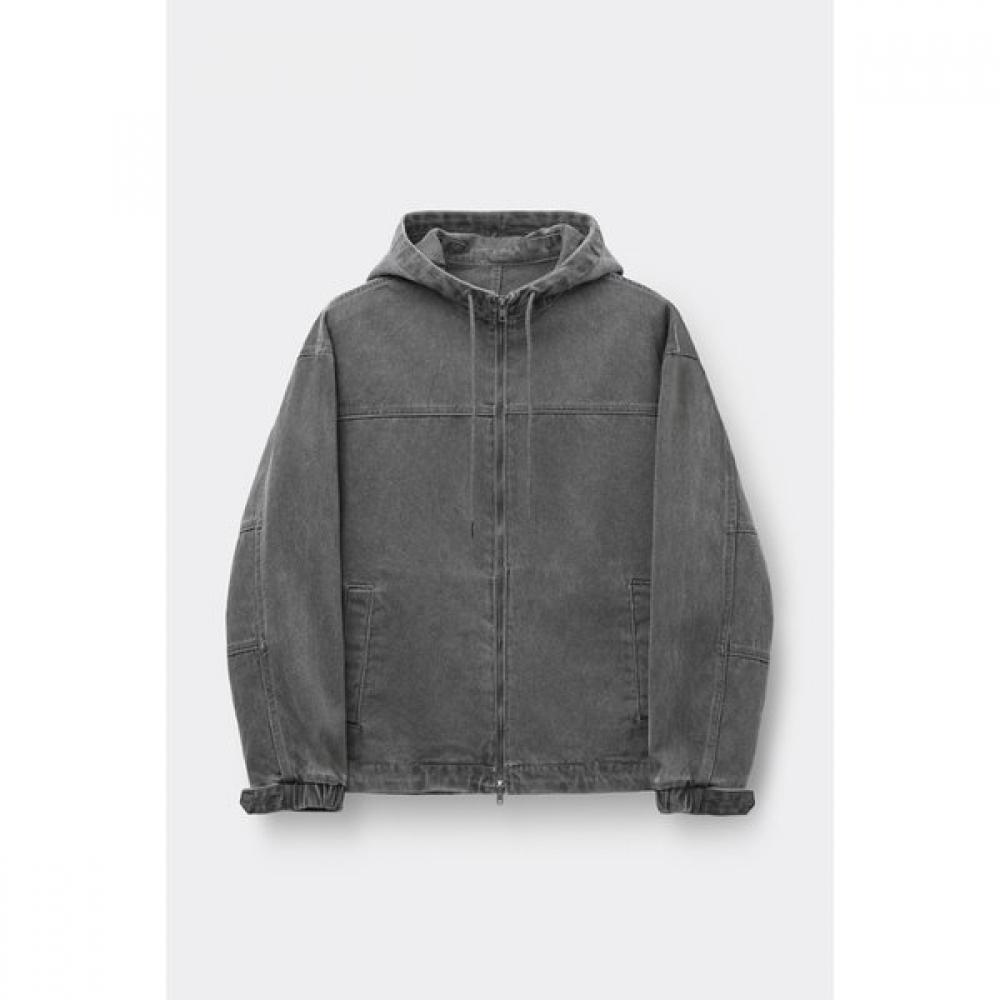 Customellow Gray Denim Hooded Blouson C9uam26381gyd