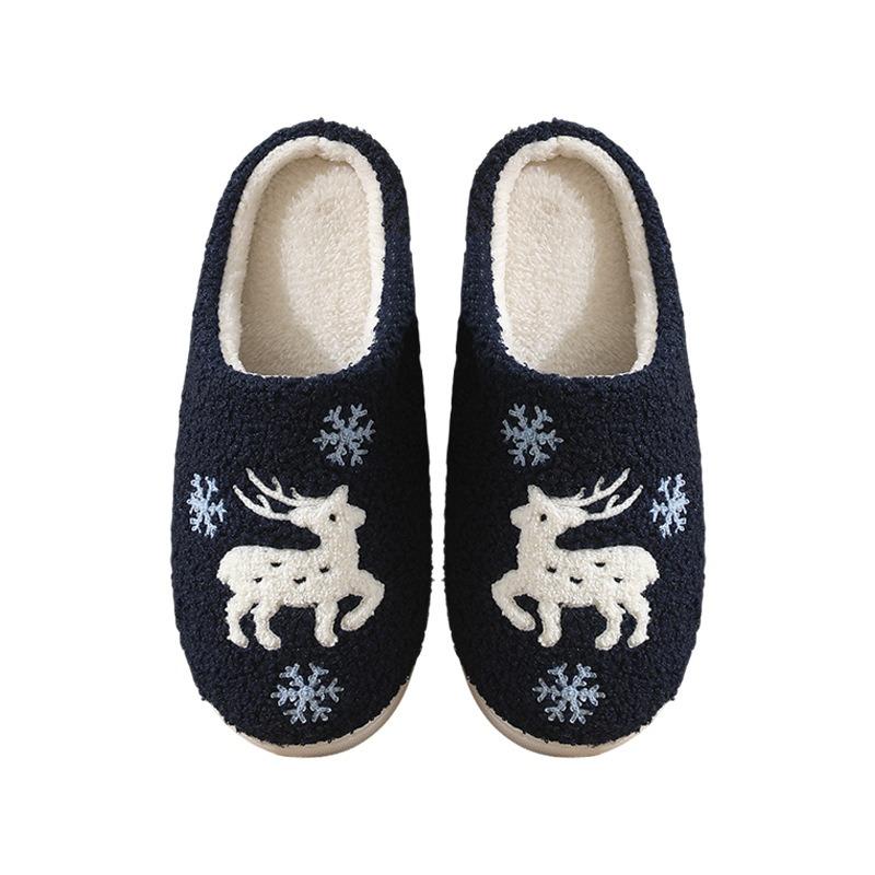 New cute snowflake deer cotton slippers women's winter home home home non-slip warm