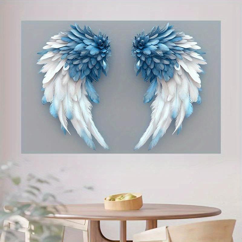 2D background banner, blue angel wings background - bird feather pattern photography background fabric, polyester