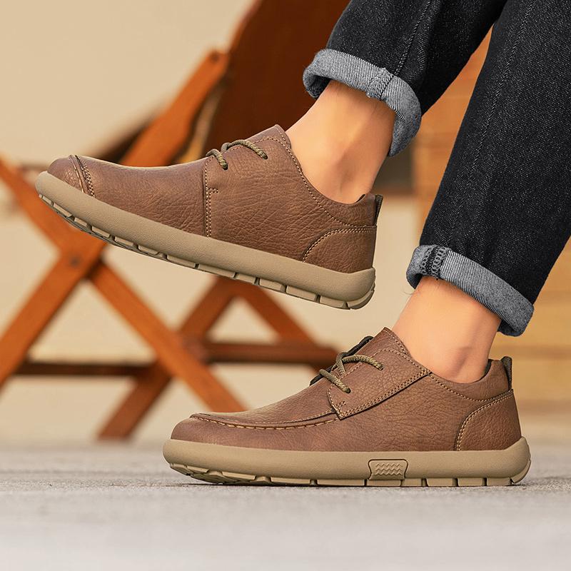 Men Plus Size Retro British Style PU Leather Shoes Ankle Comfortable Foot Feel Casual Shoe Wear-resistant Outsole Walking Shoes