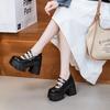 Fashion High Quality 11CM Patent Genuine Leather Breathable Buckle Platform Chunky Heels Pumps Summer Ankle Boots Mary Jane Casual Shoes