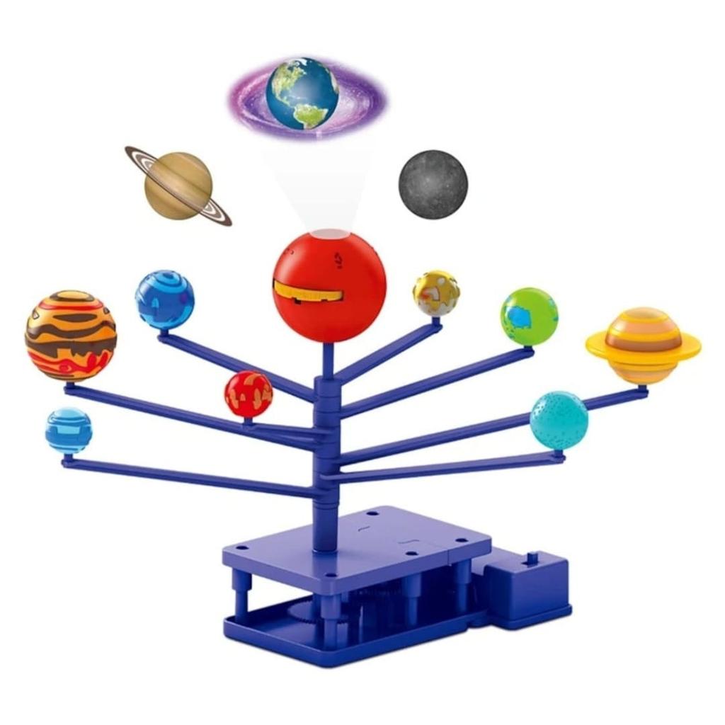 STEM Bildungs-Sonnensystem-Projektor DIY-Bausatz, Kinder-Astronomie-Planeten-Projektor-Spielzeug, Mehrfarbig für Alter 6+