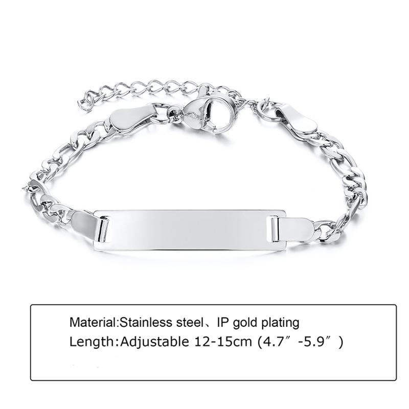 Engraved Custom Name ID Bracelet With Heart for Little Boy Girl, Stainless Steel Personalized Jewelry Birthday Gift