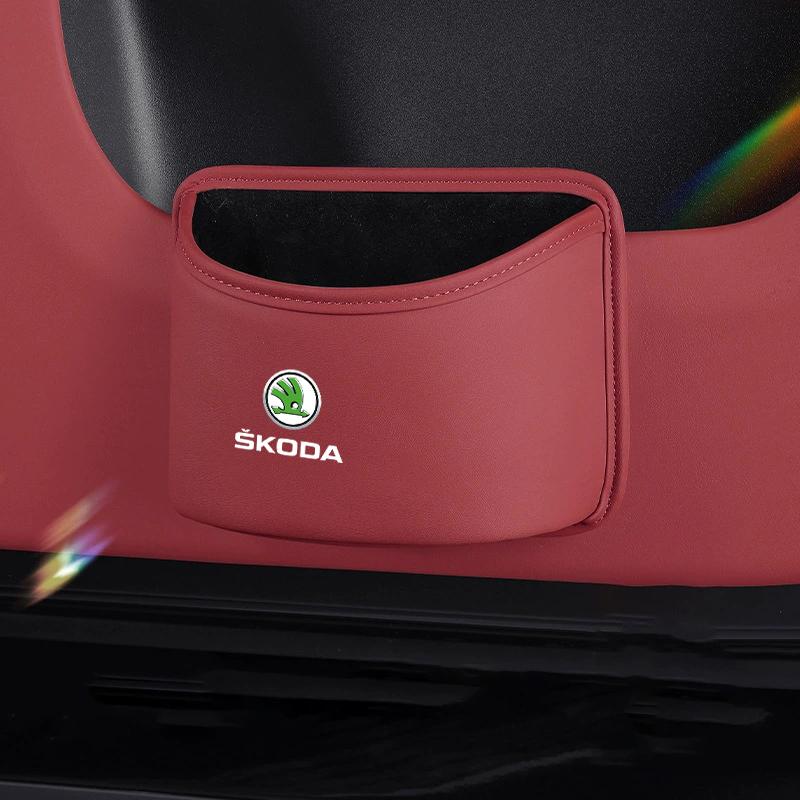 WMZW4 Multi-functional Car Organizer Box Trash Can Storage for Skoda Karoq Octavia Superb 3 Fabia 1 2 Kamiq Kodiaq Citigo Yeti Rapid
