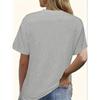 Women's Butterfly Print Round Neck T-Shirt - All-Season Comfort Stretchy Casual Top with Artistic Line Design,