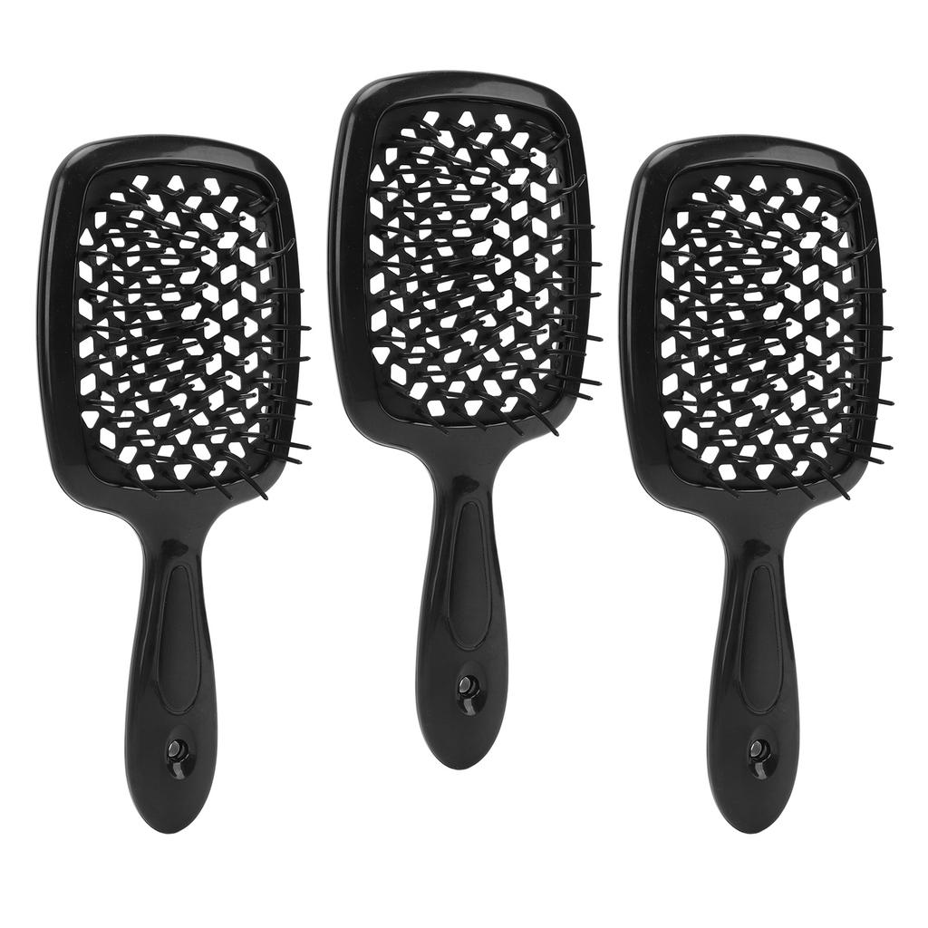3Pcs Wet Dry Vented Detangling Hair Brush Round Teeth Non Slip Handle Hair Brush for Styling Shaping