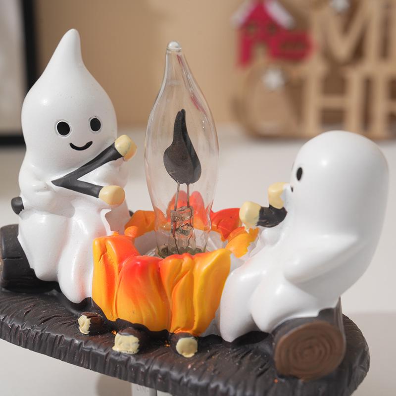 2025 Halloween Ghost Resin Lamp Figurine - Cute Tabletop Decoration