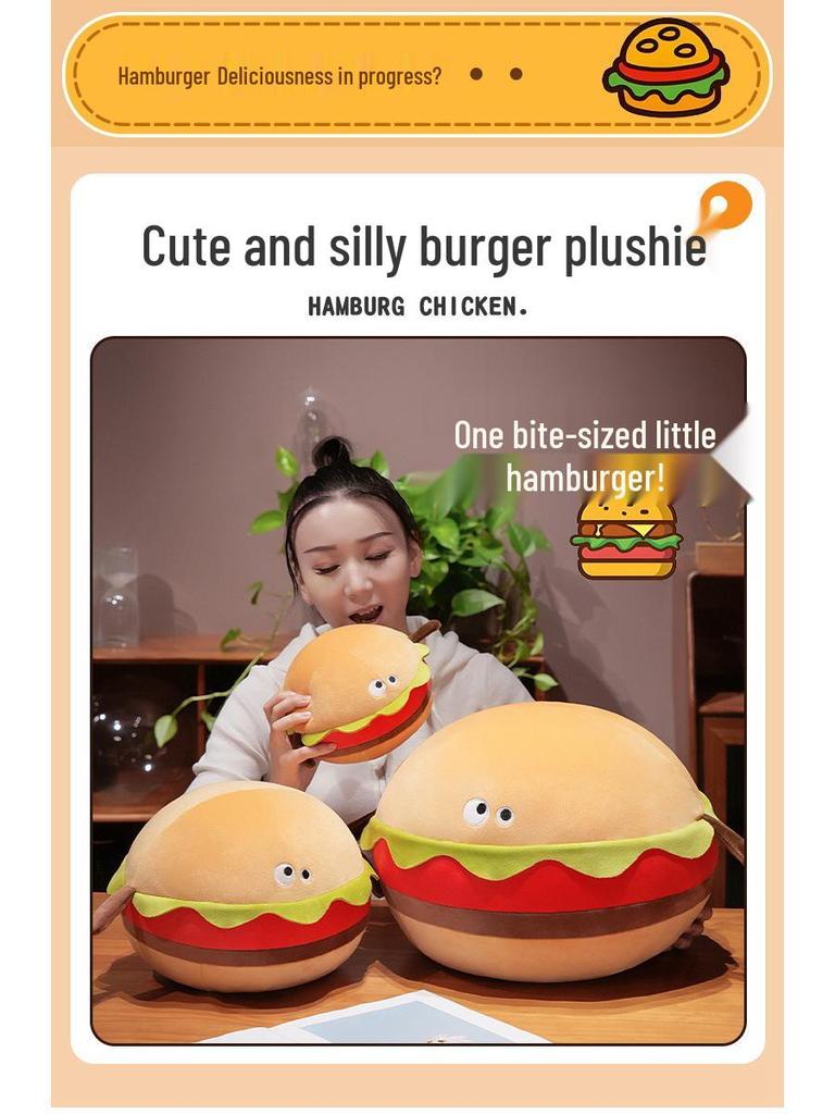 Internet Celebrity Plush Hamburger Pillow - Soft, Creative, and Slow Rebound Sleeping Cushion & Backrest