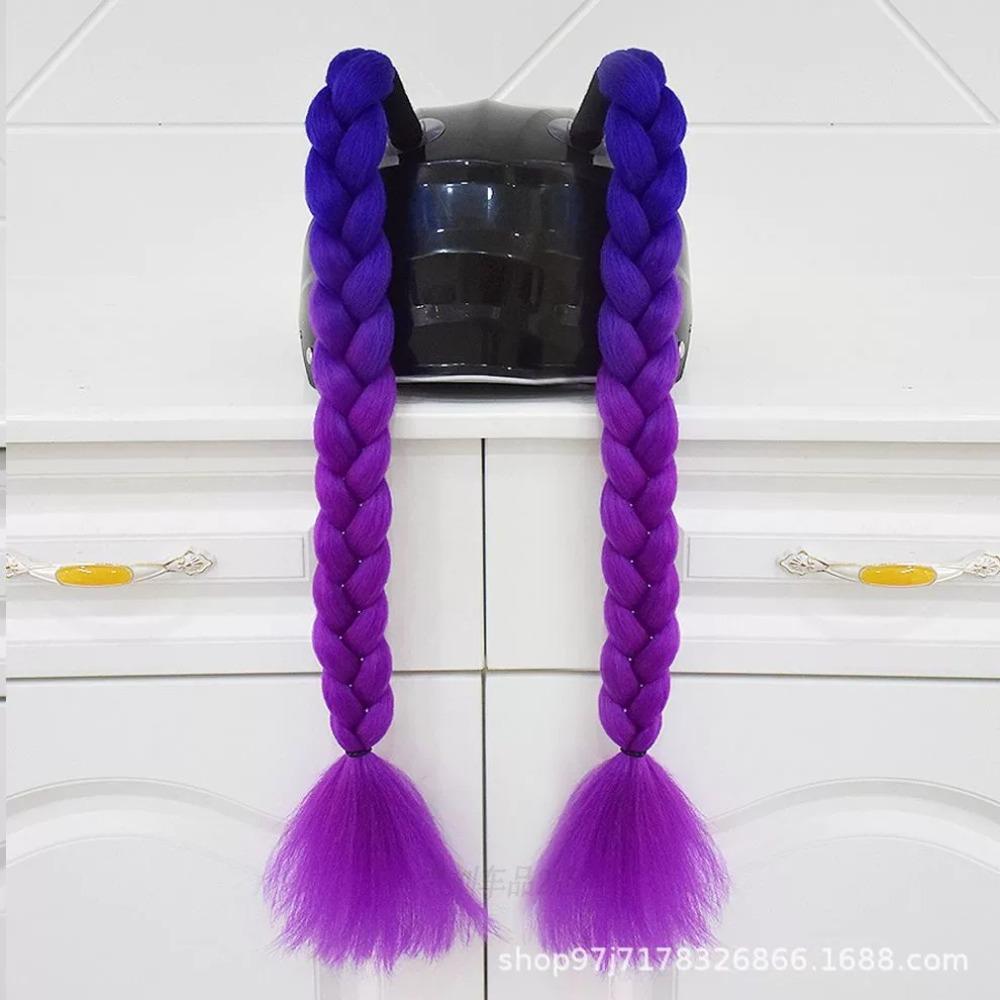 2pcs/pair New Motorcycle Helmet Braids Woman Braids Wig For Motorbike Helmets 164 colors Twist Dual Pigtail Ponytail With Sucker