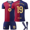 Kits de Futebol para Adolescentes, Crianças e Adultos Conjunto de Camisa de Treino Esportivo com Meias 24/25 Barça Casa #19 Lamine Yamal