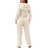 Women's Fashion Solid-Color Homewear Plush Onesie Long-Sleeve Hooded Loungewear Pajamas