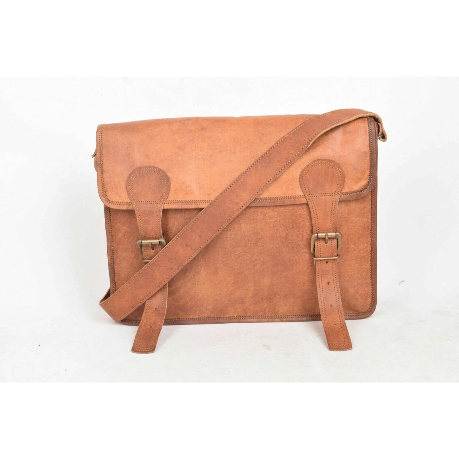 

Мужская кожаная сумка мессенджер для ноутбука через плечо винтажная сумка-портфель офисная сумка ручной работы 15 x 11 x 4 in