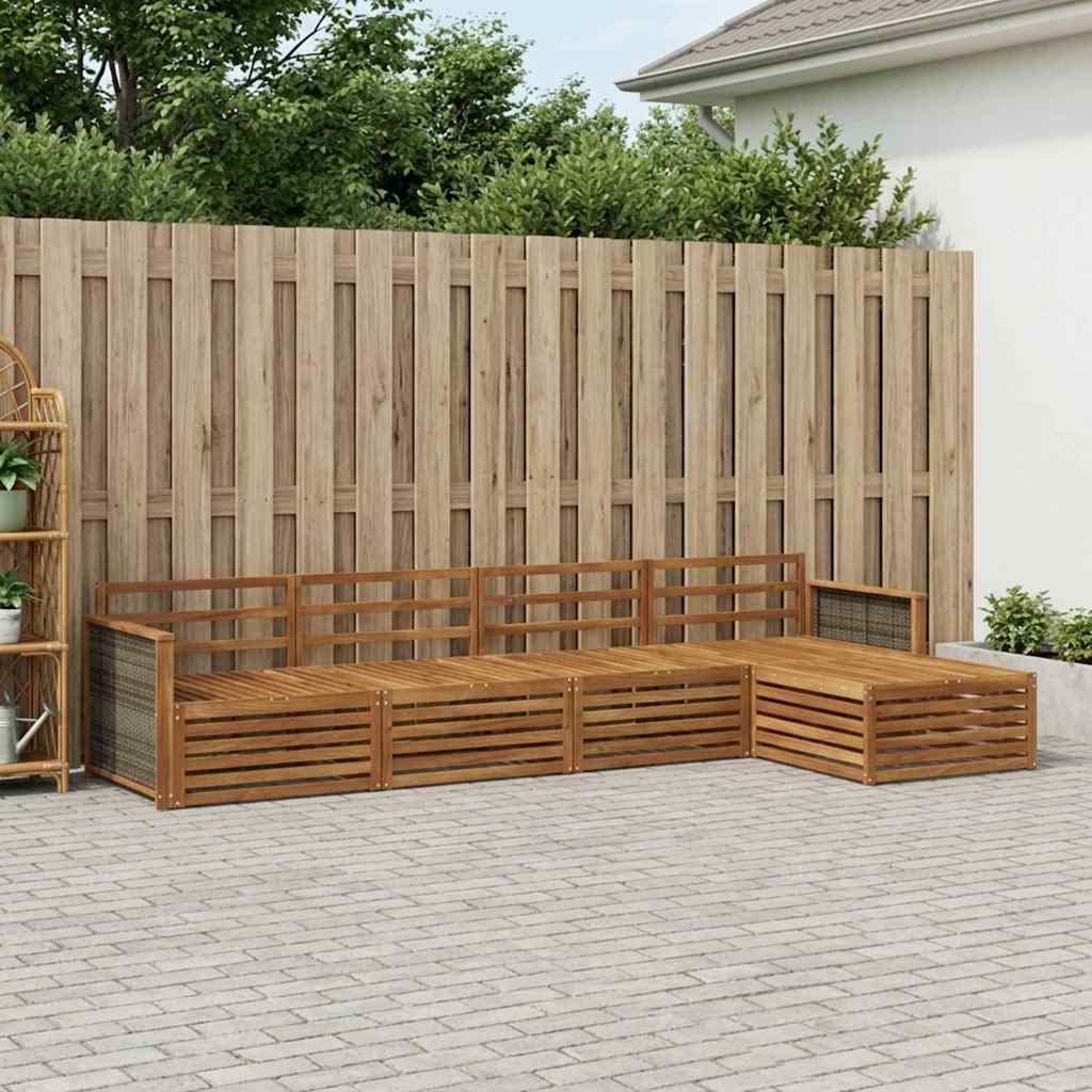 Outdoor Sofa Set 5 Pcs Natural Solid Acacia Wood