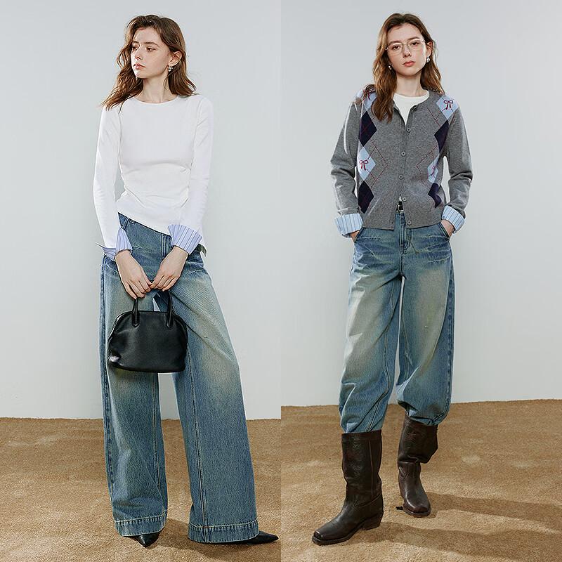 Chuyu Focus Women's Distressed Wide-Leg Jeans