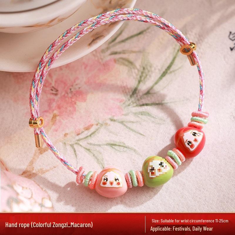 Five-Colored Dragon Boat Festival Zongzi Bracelet - Handmade Red Rope for Men, Women, Children, Baby Gifts