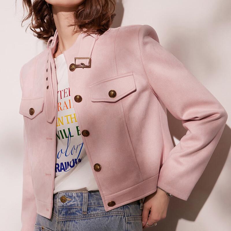 Women's Stand Collar Motorcycle Style Short Jacket