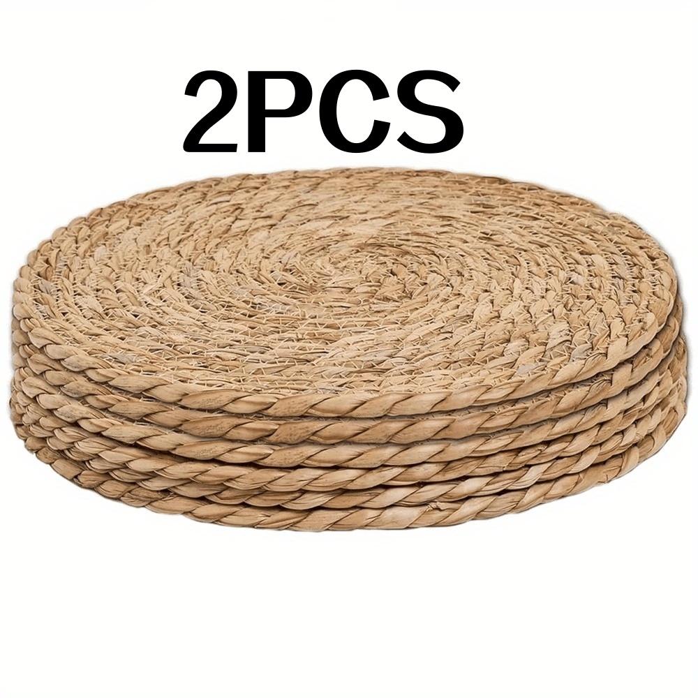 

2/4Pcs American-Style Tea Tray Non-Slip Coasters Kitchen Heat Insulation Pads Bowl Mats Heat Insulation Western-Style Dining Mats Round Wov L