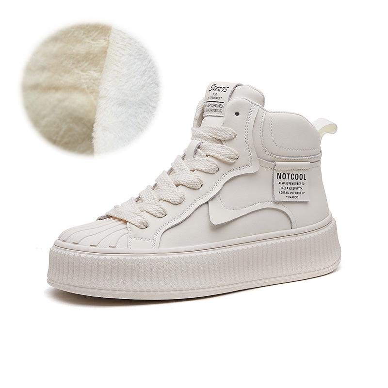 2025 autumn new high-top leather little white shoes women's explosion spring and autumn Korean version versatile platform sports shoes ins tide