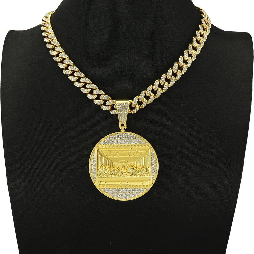 Exaggerated Large Round Pendant Necklace - Trendy Hip Hop Cuban Chain for Men