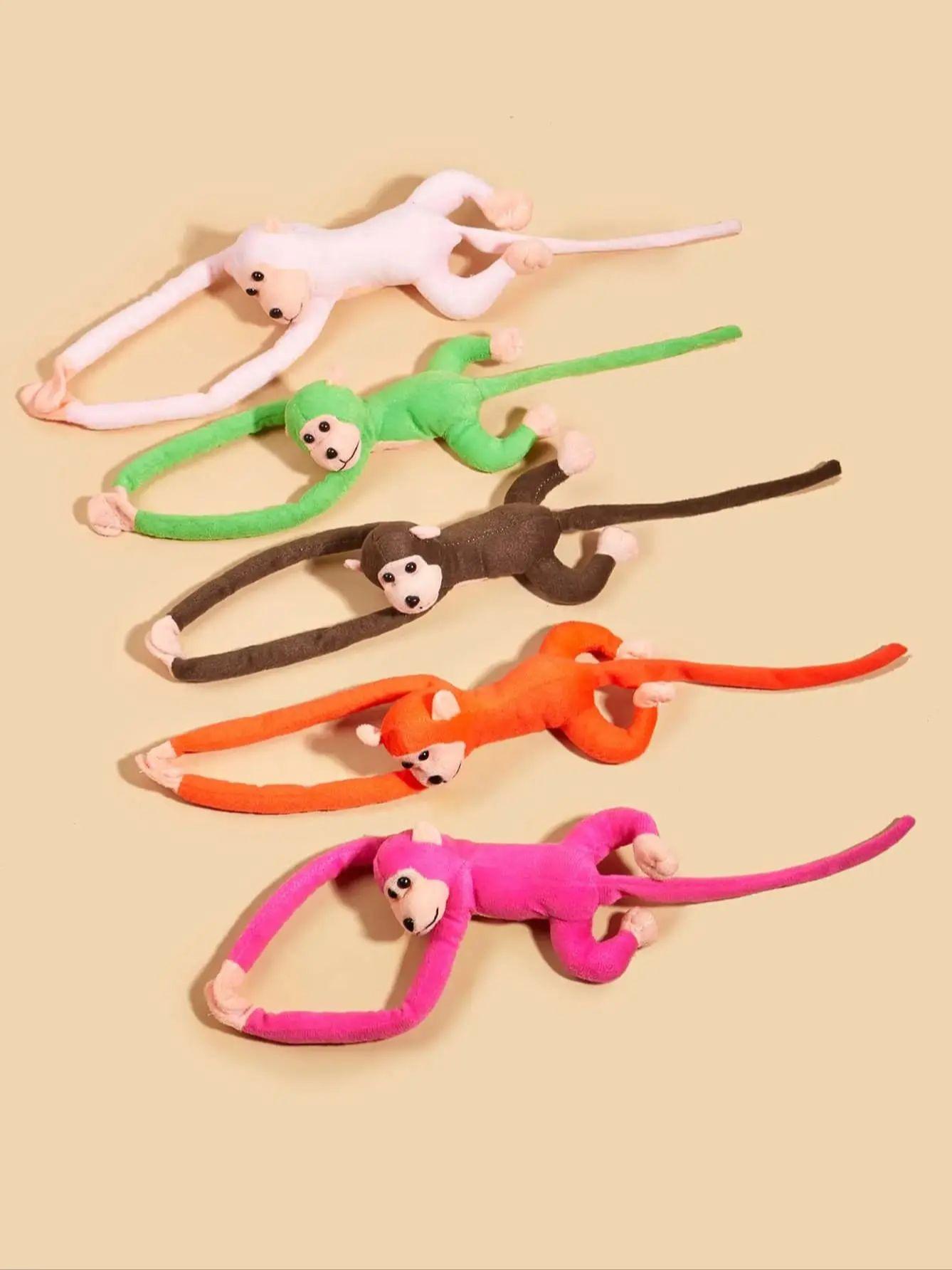 

1 шт. случайного цвета Интерактивная плюшевая обезьянка Игрушка для жевания для ухода за зубами и веселого времяпрепровождения розовый