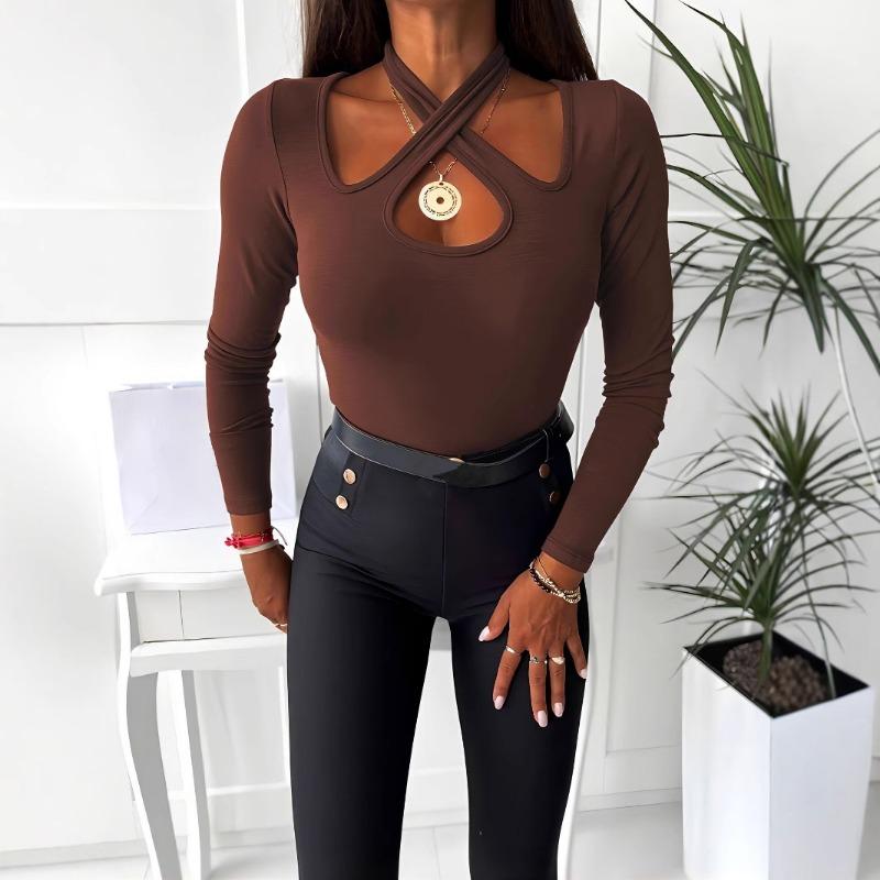 Women's T-shirt Top Sexy Halter Solid Color Top