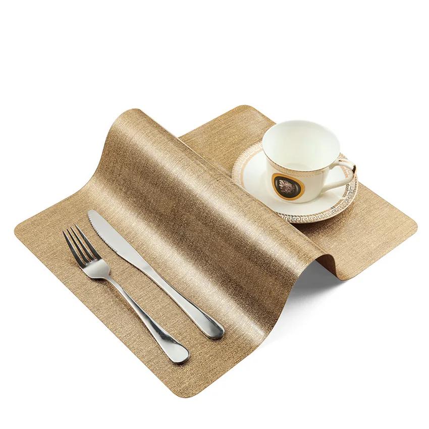 Waterproof Anti-oil Placemat PVC Dining Table Mat Golden Disc Pads Bowl Pad Coasters Table Cloth Pad Slip-resistant Pad 2/4/6pcs