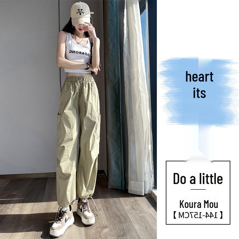In-Stock Quick-Dry Wide Leg Cargo Pants for Women - High Waist, Cuffed, Two-Way Style, Spring/Summer Collection