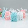 10pcs Laser Cut Elephant Shaped Candy Box Hollow Favors Gifts Boxes with Ribbon Baby Shower Birthday Party Packaging Supplies