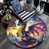 Fantasy Dragon Castle Round Area Rug,Carpet Rug for Living Room Bedroom Sofa Playroom Decor,Non-slip Floor Mat