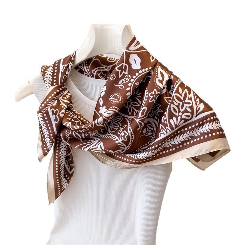 Frühling Und Sommer Kaschunuss Druck Simulation Seidenschal Quadratischer Schal High-End Schal Vielseitig Hals Kleiner Quadratischer Schal Kopftuch Schal Damen