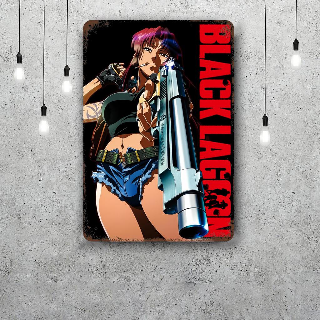 revy black lagoon Funny Bar Metal Sign Retro Plaque Sign Alcohol Drinker Pub Club Man Cave Kitchen Wall Decoration