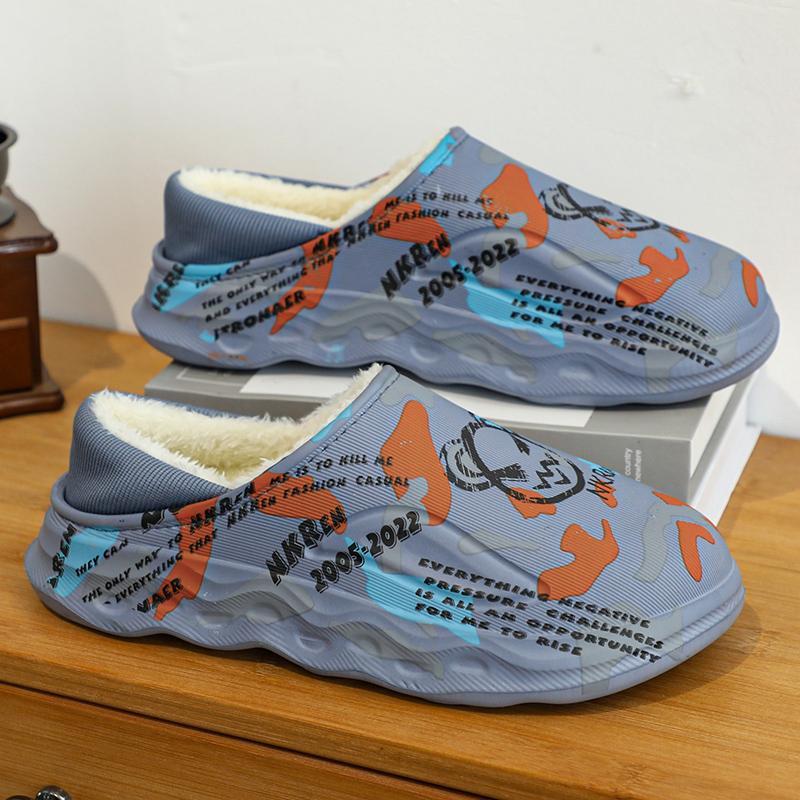 Modne Zimowe Męskie Bawełniane Kapcie Domowe Wygodne Miękkie Antypoślizgowe Kapcie Domowe Zewnętrzne Aksamitne Ciepłe Bawełniane Kapcie