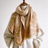 Winter Warm Reversible Faux Cashmere Blanket Scarf Ladies Retro Luxe Baroque Paisley Ornate Medallion Large Coat Shawl Wrap