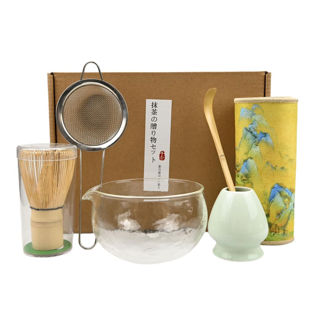 6 szt./zestaw Japońska miseczka do matchy, Ściereczka, Łyżeczka, Sitko, Bambusowa miotełka do matchy, Idealny prezent na ceremonię, Tradycyjna dekoracja