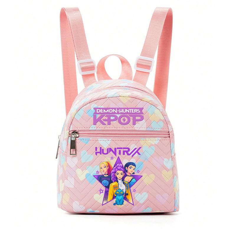 Kpop Synthetic Leather School Backpack for Girls Lightweight Candy Color Campus Bag