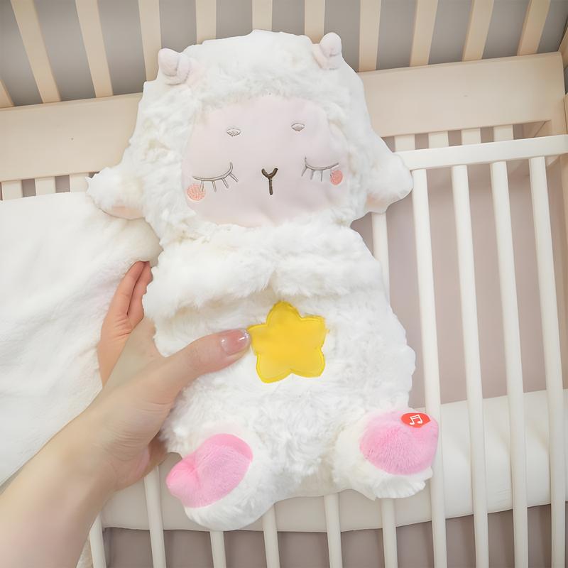 Atmendes Schaf Plüschtier Beruhigende Puppe Kinder Schlafmusik Begleiter Beschwichtigungsspielzeug Mehrzweck-Schlafhilfe für Babys