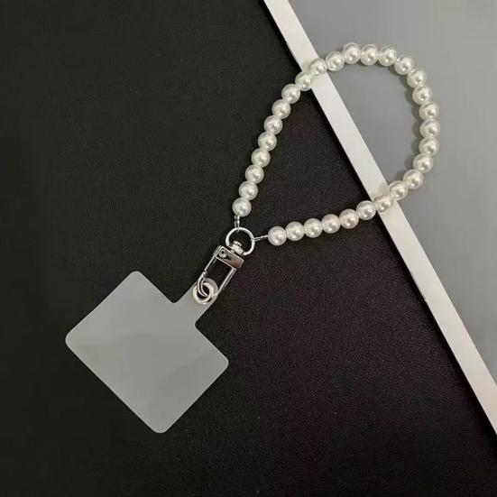 Mobile Phone Lanyard with Adjustable Chain Faux Pearl Beaded Crossbody Necklace Strap Anti-lost Wrist Strap for Phone Case Accessories