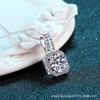 Sterling Moissanite Pendant Necklace Women Four-Prong Star Charm Cross-Link Chain Adjustable 51-80cm