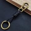 Leather Lanyard Hook Retro Cowhide Punk Keychain for Men Vintage Leather Rope Key Chain for Car Key Ring Pendant Gift