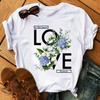 Fashion Women T Shirt Flower Printed T Shirt Casual Black Tops 90s Ladies Girl Tee Shirt Female Harajuku Graphic T -Shirt