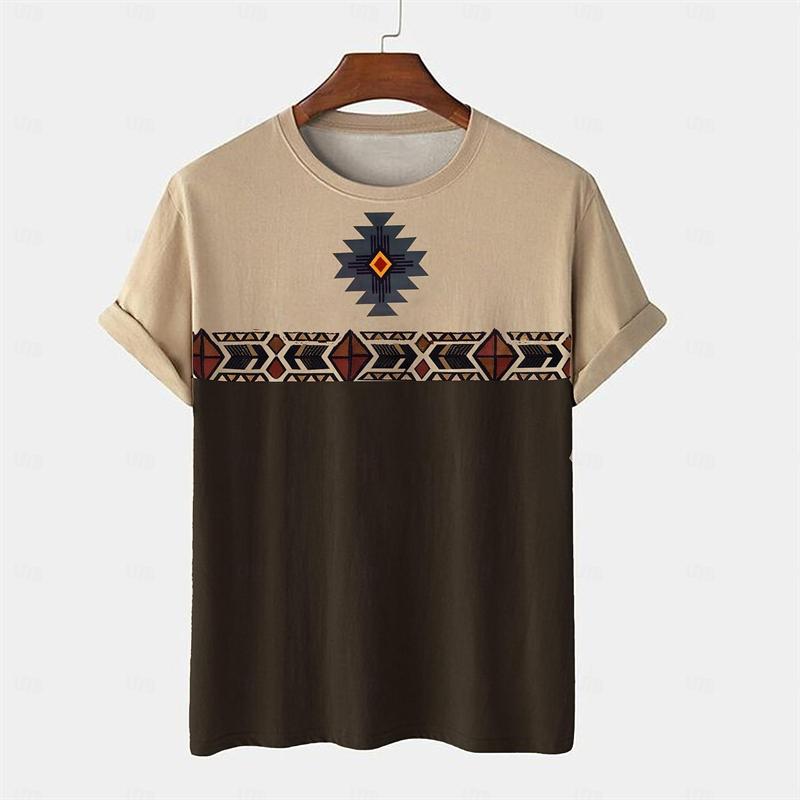 Retro Ethnic Style T Shirts For Men Summer Casual Short Sleeve 3D Printed Crew Neck T-shirts Loose Streetwear Harajuku Tees Tops