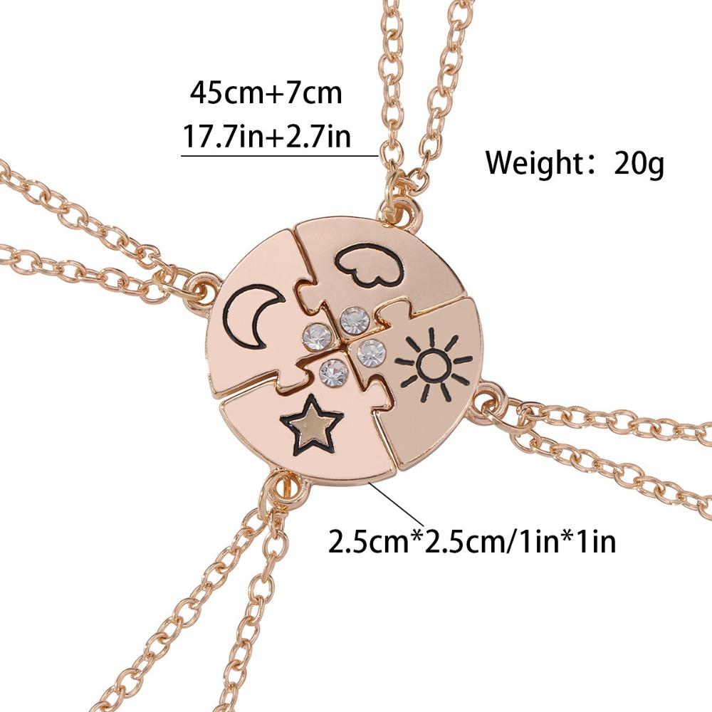Set di gioielli da 4 pezzi Migliori Amici Per Sempre Collana Sole Luna Nuvola Stella Amicizia