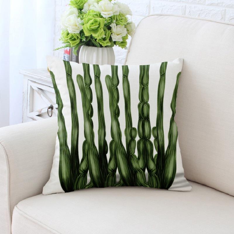 Fresh Tropical Cactus Potted Plant Pattern Home Living Room Sofa Bedroom Decorative Pillow Pillow Case