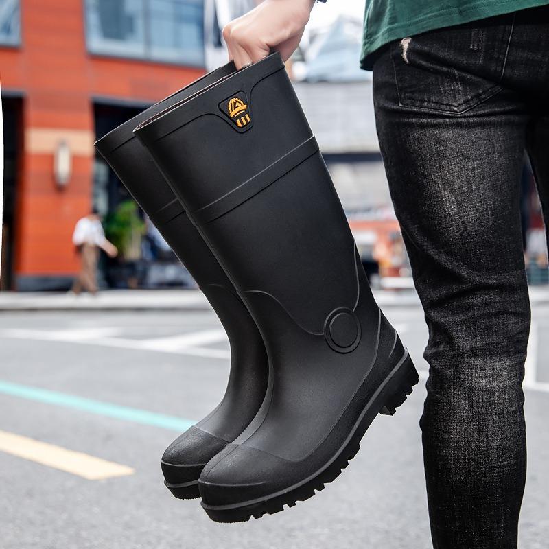 Kuangjia steel head steel sole anti-smashing rain shoes men's high water boots industrial water shoes labor insurance anti-skid construction site