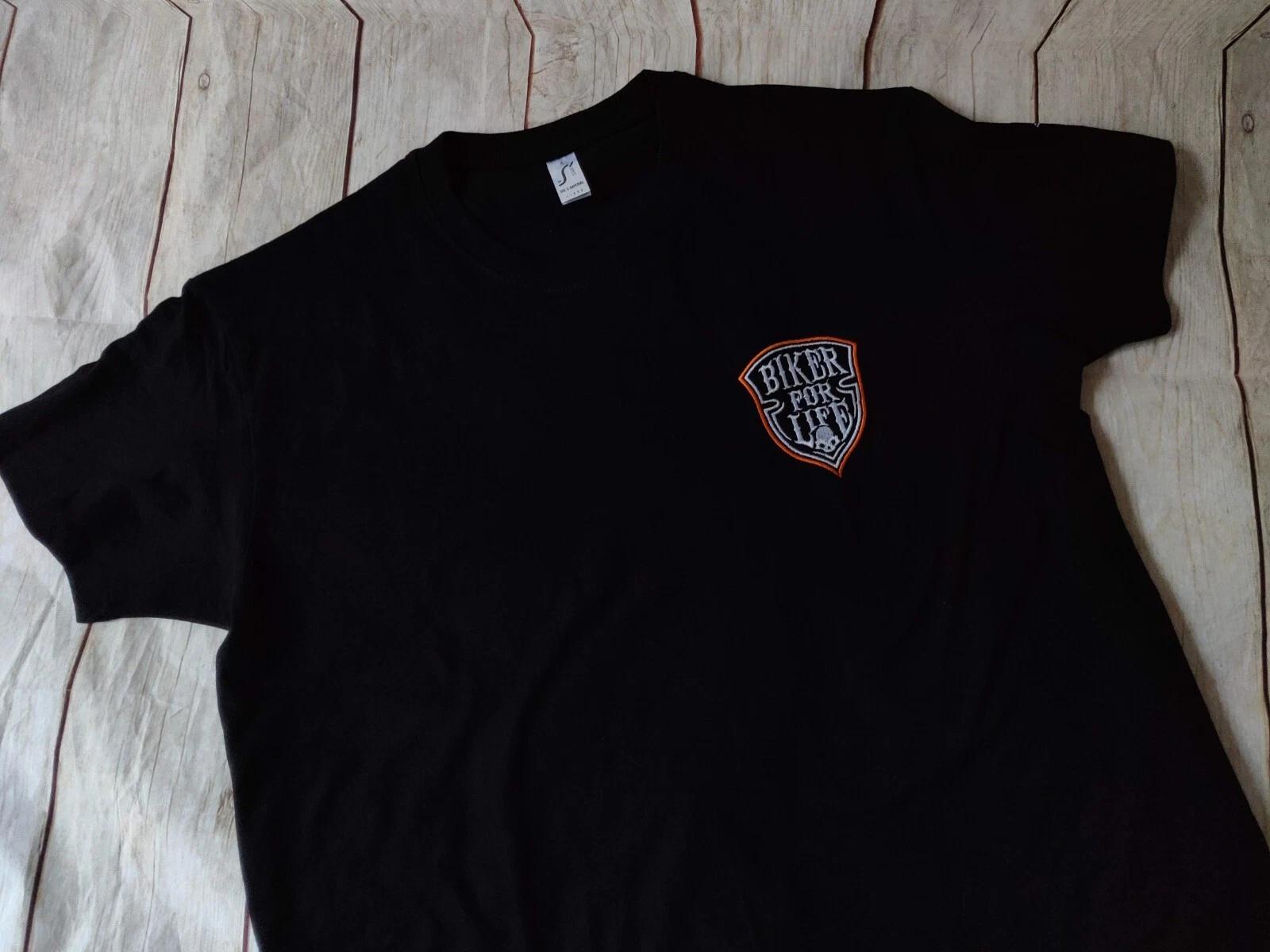 Biker For Life Embroidered Motorcyclist T-Shirt S
