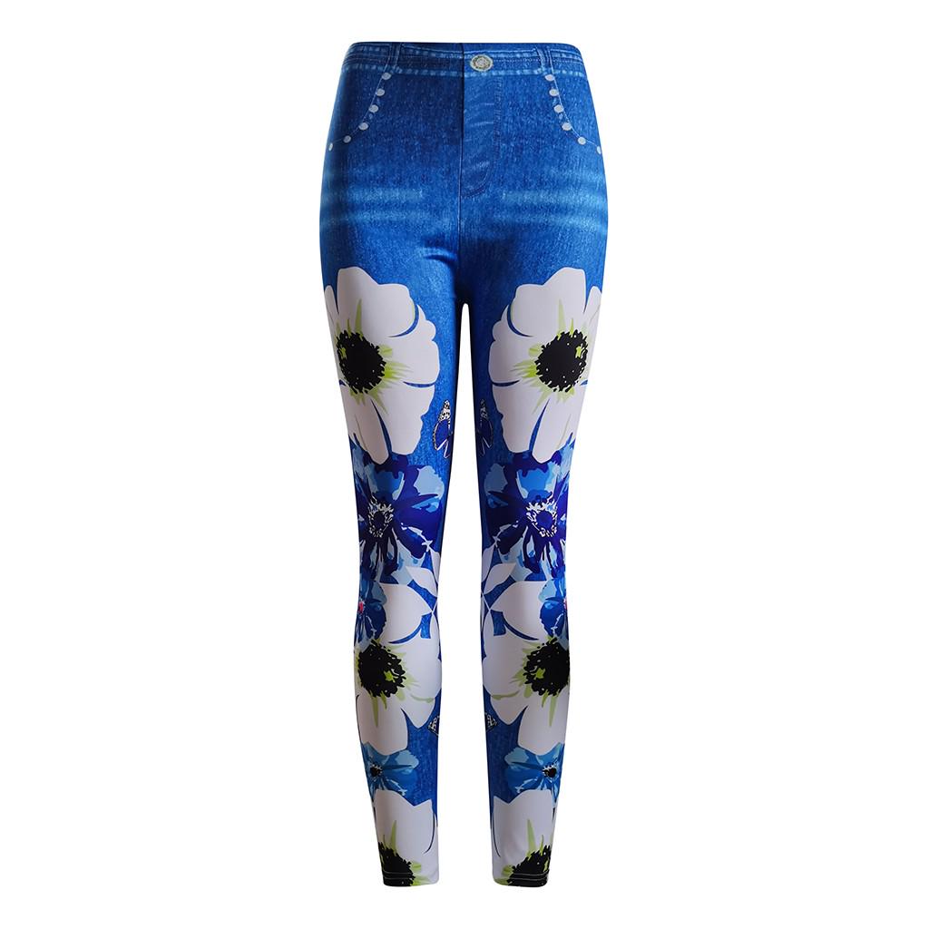 Women's Plus Size Casual Imitation Cowboy Leggings Elasticity Slim Cropped Pants