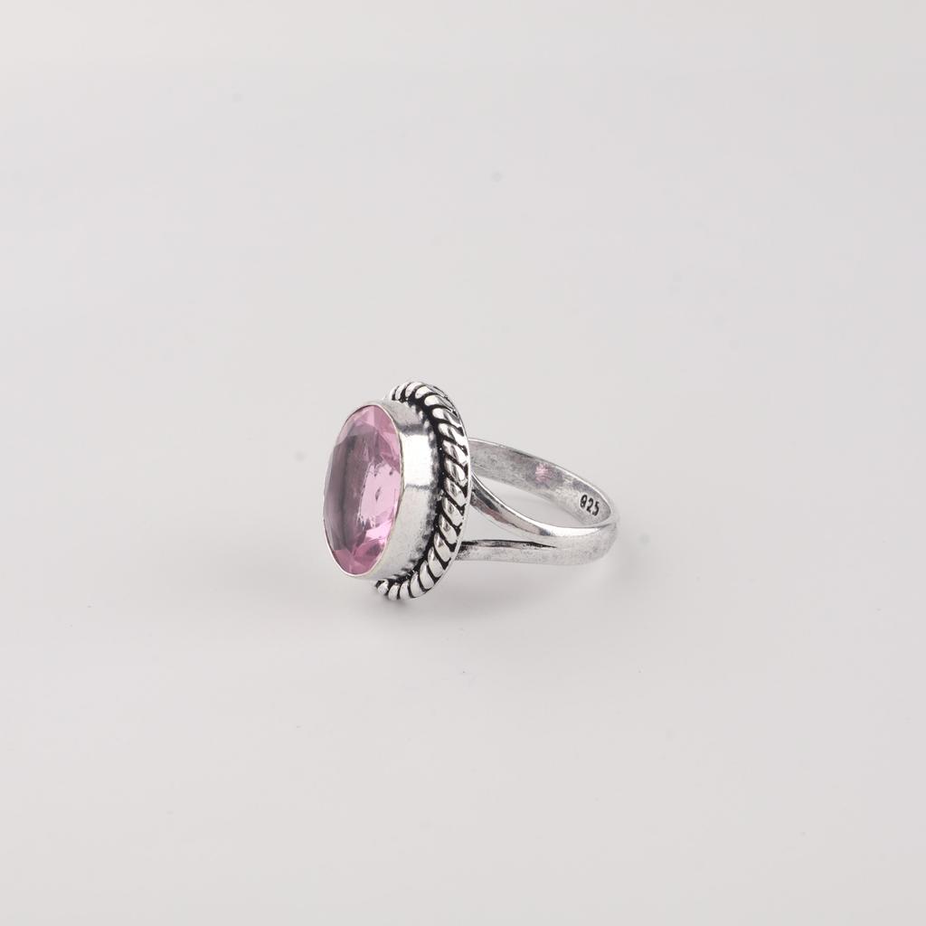 Pietra Preziosa Morganite Argento Sterling 925 Gioielli Artigianali Anello da Donna Regalo di Fidanzamento RR-84-4